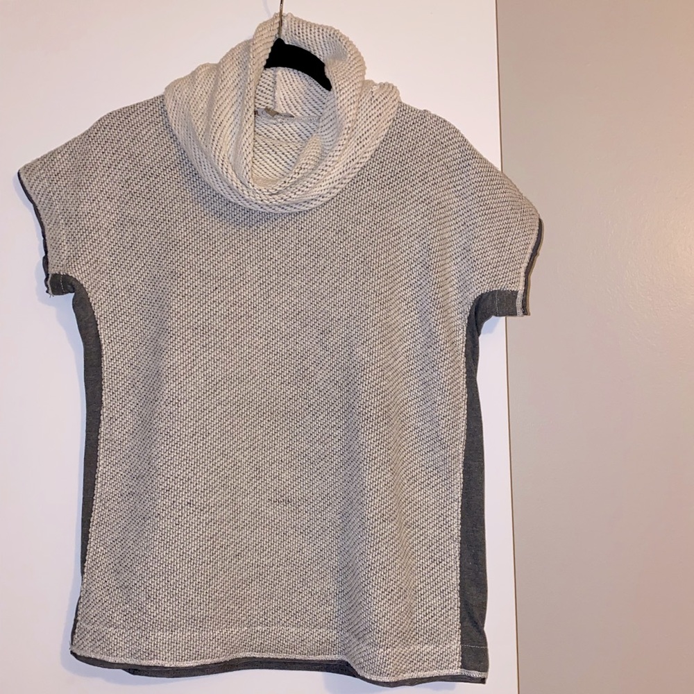 Lilla P Chunky Cowl Neck Short Sleeve Sweater Top